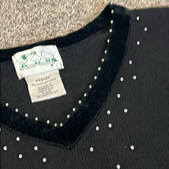 The Quacker Factory Sweater Woman’s‎ M Med Christmas Sequined Velour V-neck Cozy - Picture 10 of 16